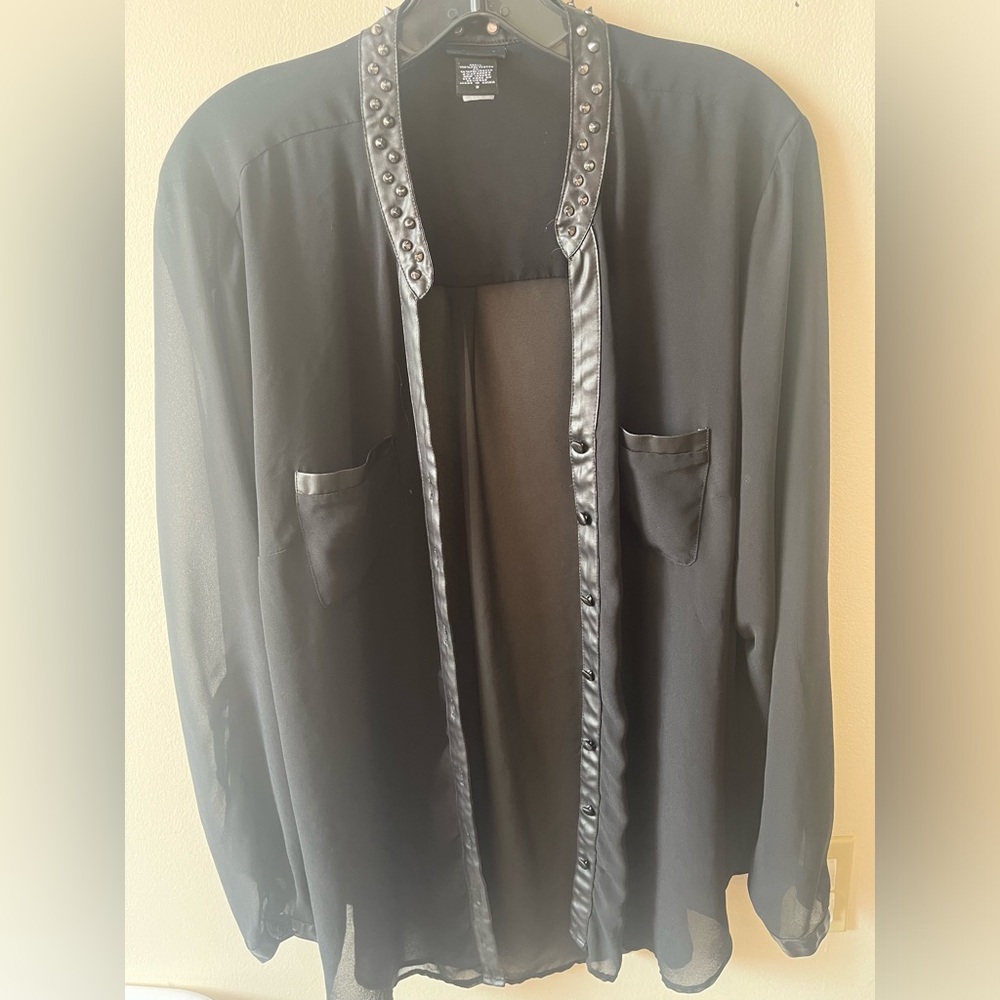 TORRID Sheer long sleeve blouse with studded collar